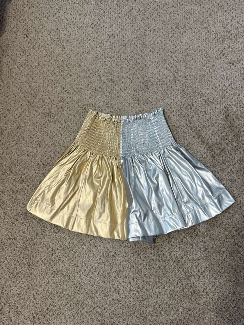 Metallic Two-Tone Gold and Silver Swing Shorts
